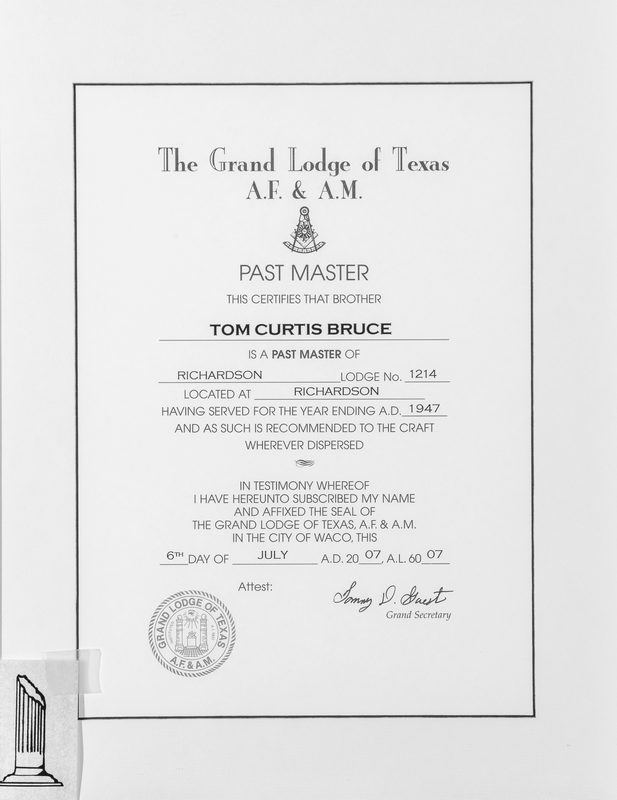Tom C. Bruce, Worshipful Master 1946-47